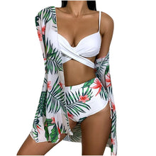 Charger l'image dans la galerie, Maillot de bain trois pièces imprimé Floral, Sexy, Bikini, Push-Up, rembourré, à volants