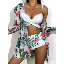 Charger l'image dans la galerie, Maillot de bain trois pièces imprimé Floral, Sexy, Bikini, Push-Up, rembourré, à volants