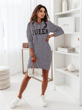 Load image into Gallery viewer, Robes À Manches longues À Capuche Lettre Queen Sport Casual Robe
