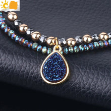 Cargar imagen en el visor de la galería, Bracelets en pierre hématite naturelle pour femme, bijou en cristal,  2 brins de perles,
