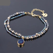 将图片加载到图库查看器，Bracelets en pierre hématite naturelle pour femme, bijou en cristal,  2 brins de perles,
